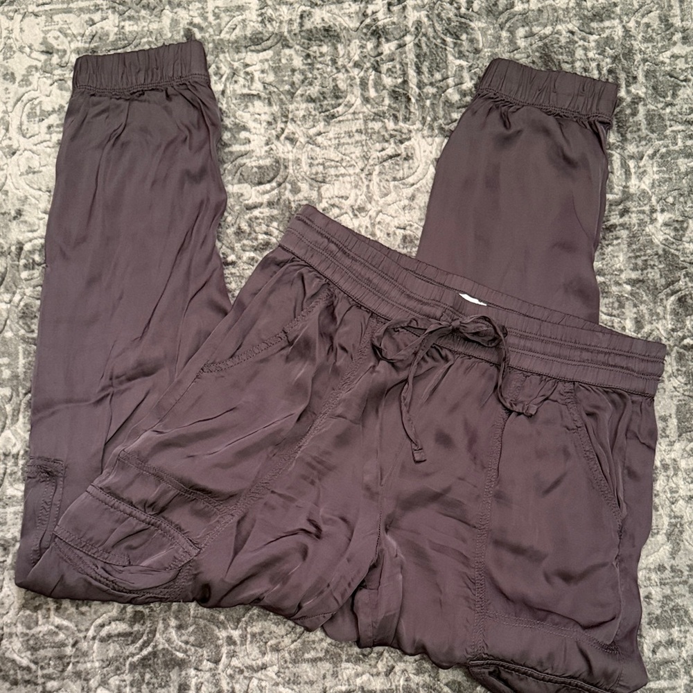 aerie Satin Cargo Jogger Pants